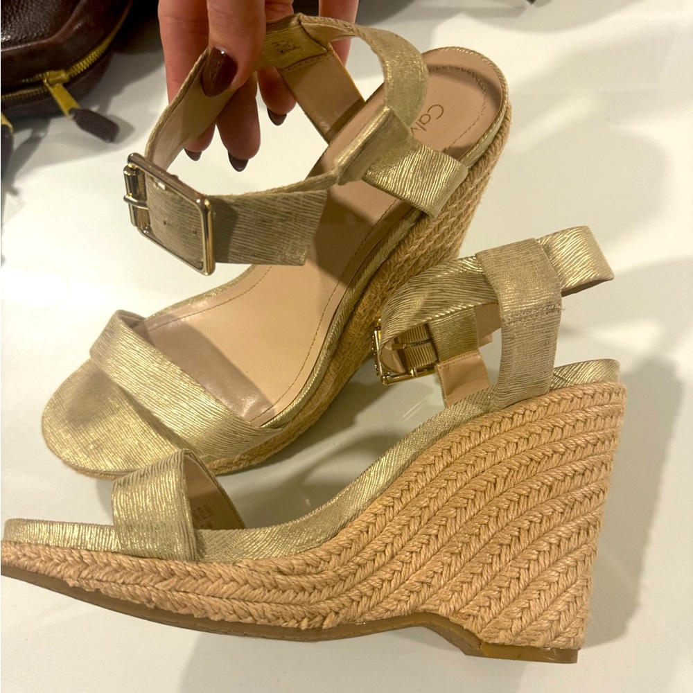Metallic Open Toe Espadrilles